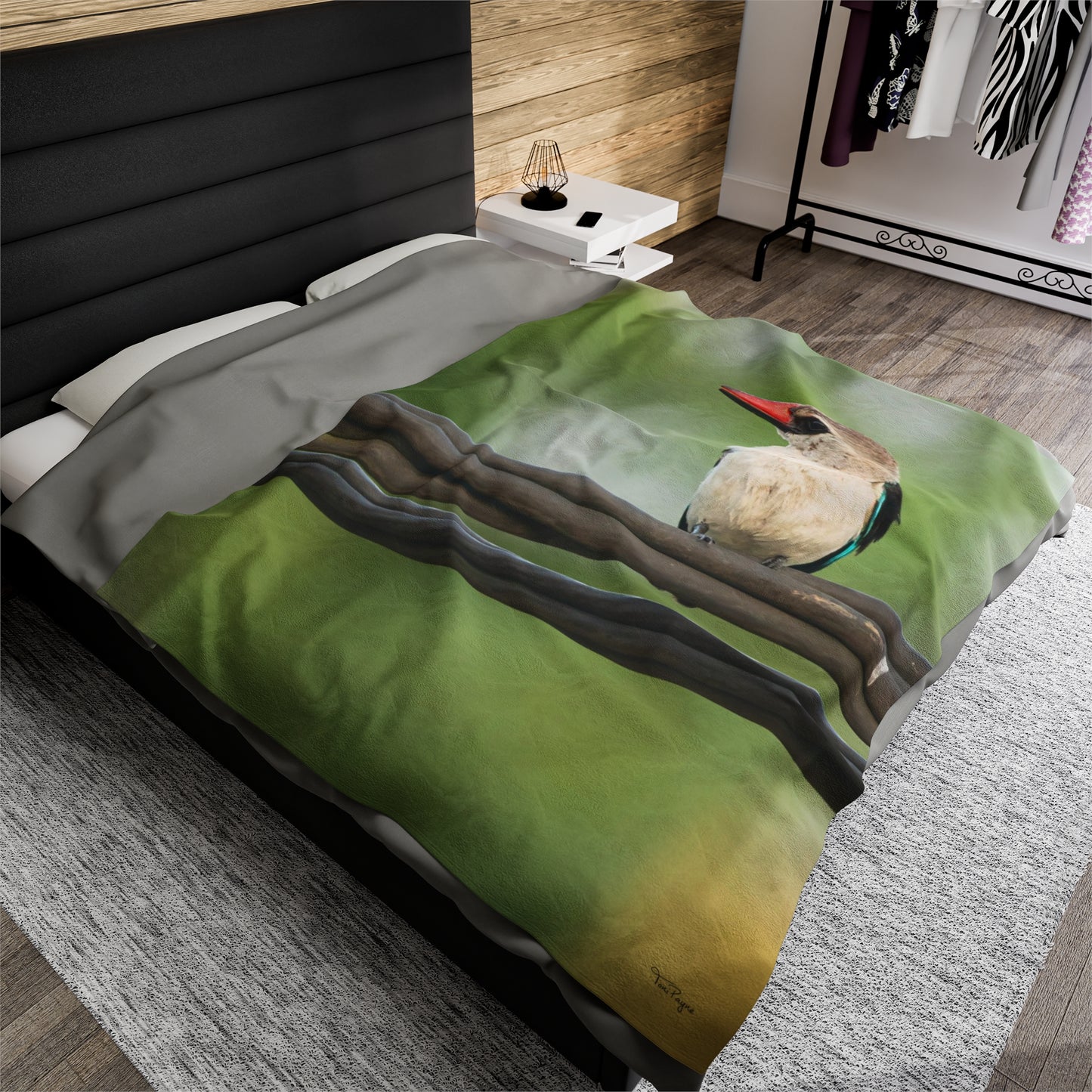 Nature and Wildlife Lover Kingfisher Velveteen Plush Blanket