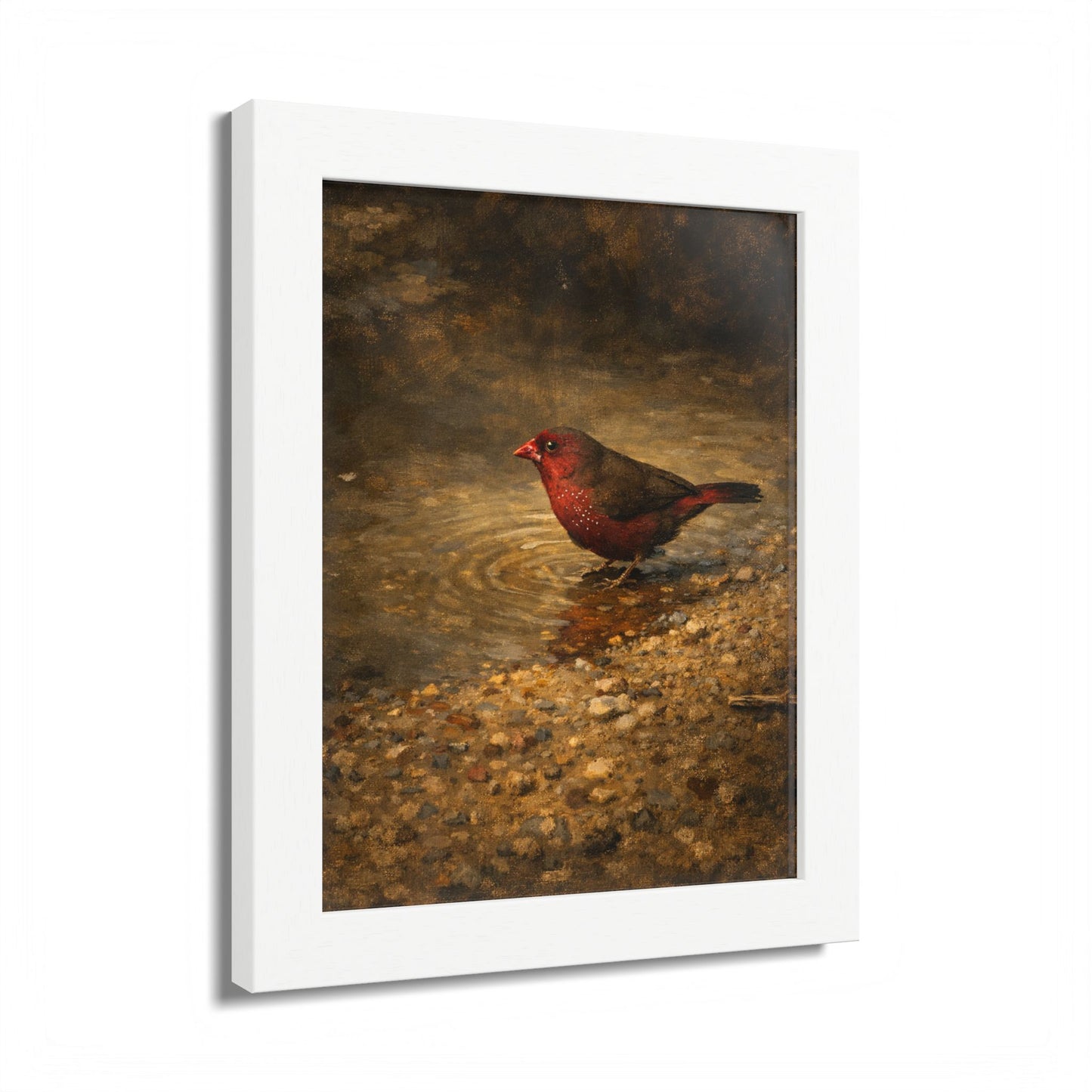 African Fire Finch Moody Bird Printable Wall Art | Digital Painting from Original Photograph Download