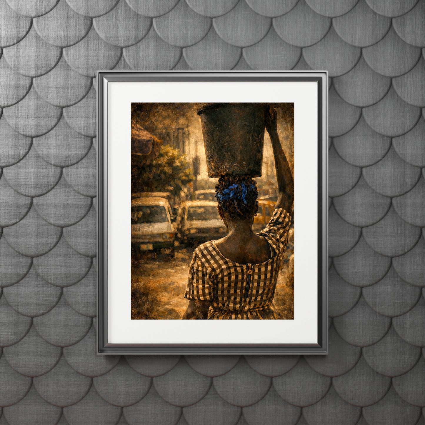 African Girl City Life Moody Printable Wall Art | Digital Painting from Original Photograph Download
