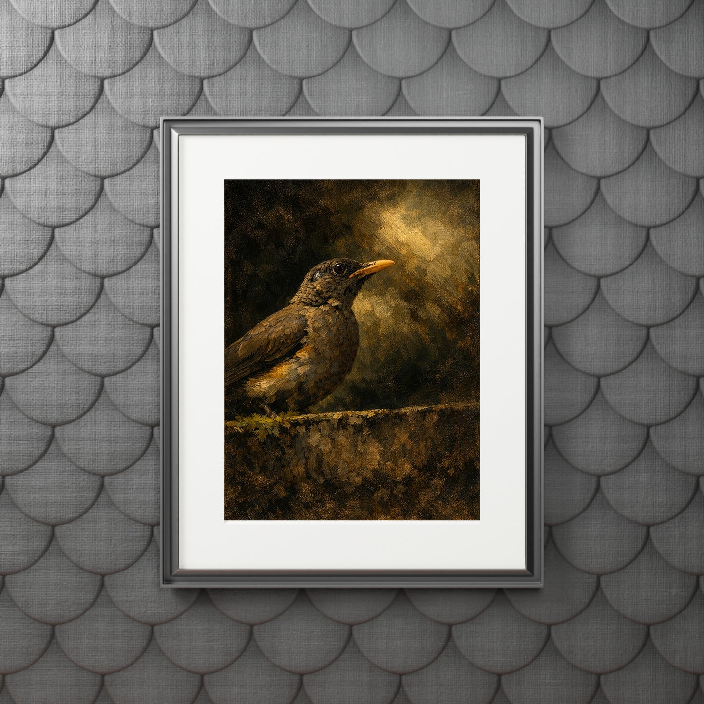 African Thrush Moody Nature Printable Wall Art | Digital Painting from Original Photograph Download