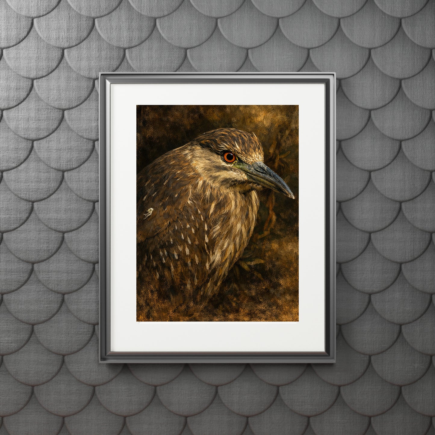 Night Heron Moody Nature Printable Wall Art | Digital Painting from Original Photograph Download