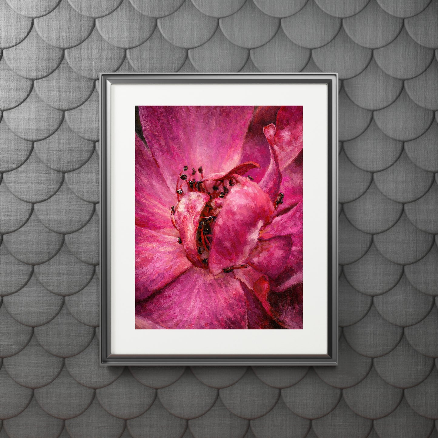 Pink Rose Bud Moody Nature Printable Wall Art | Digital Painting from Original Photograph Download