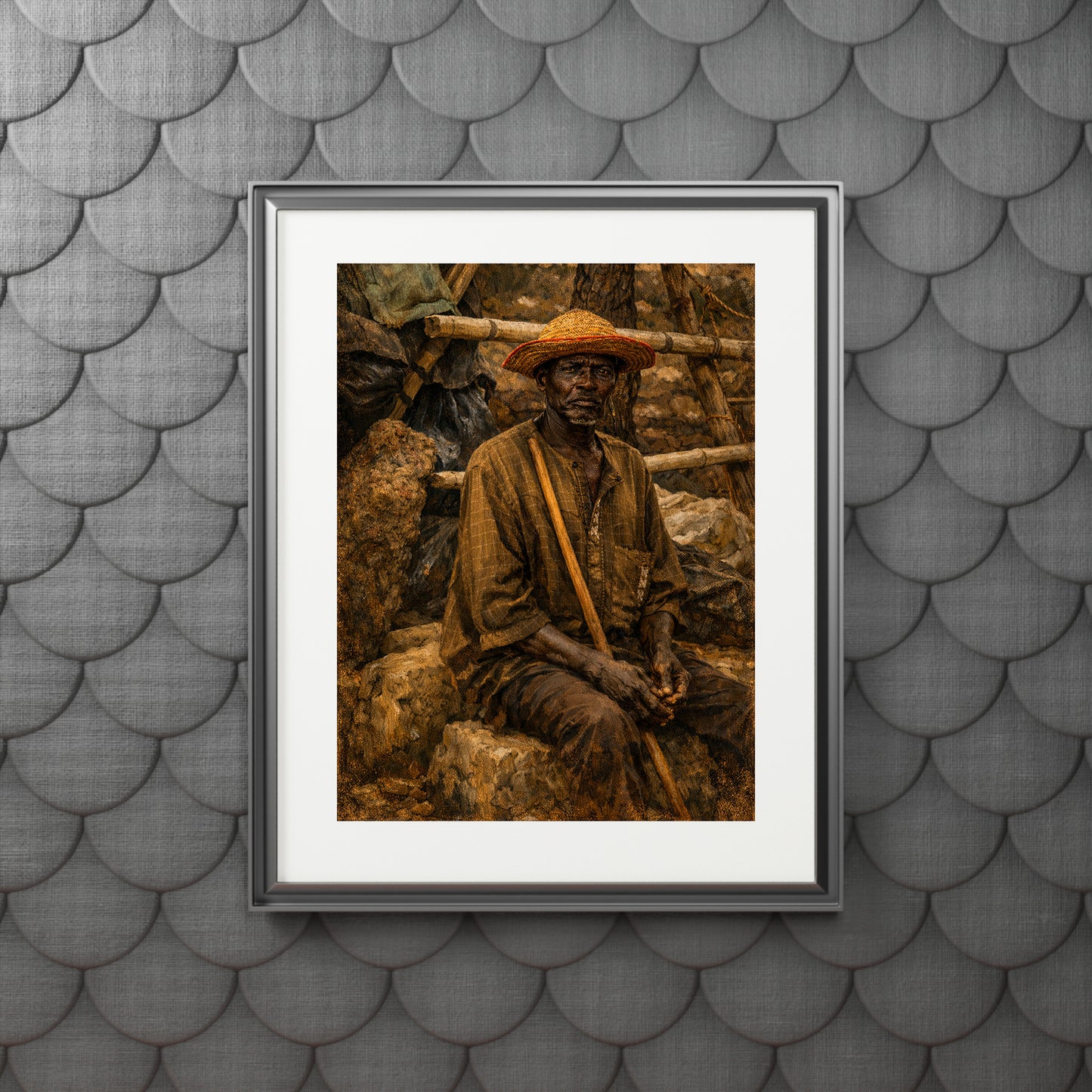 Old African Man Herder Moody Nature Printable Wall Art | Digital Painting from Original Photograph Download