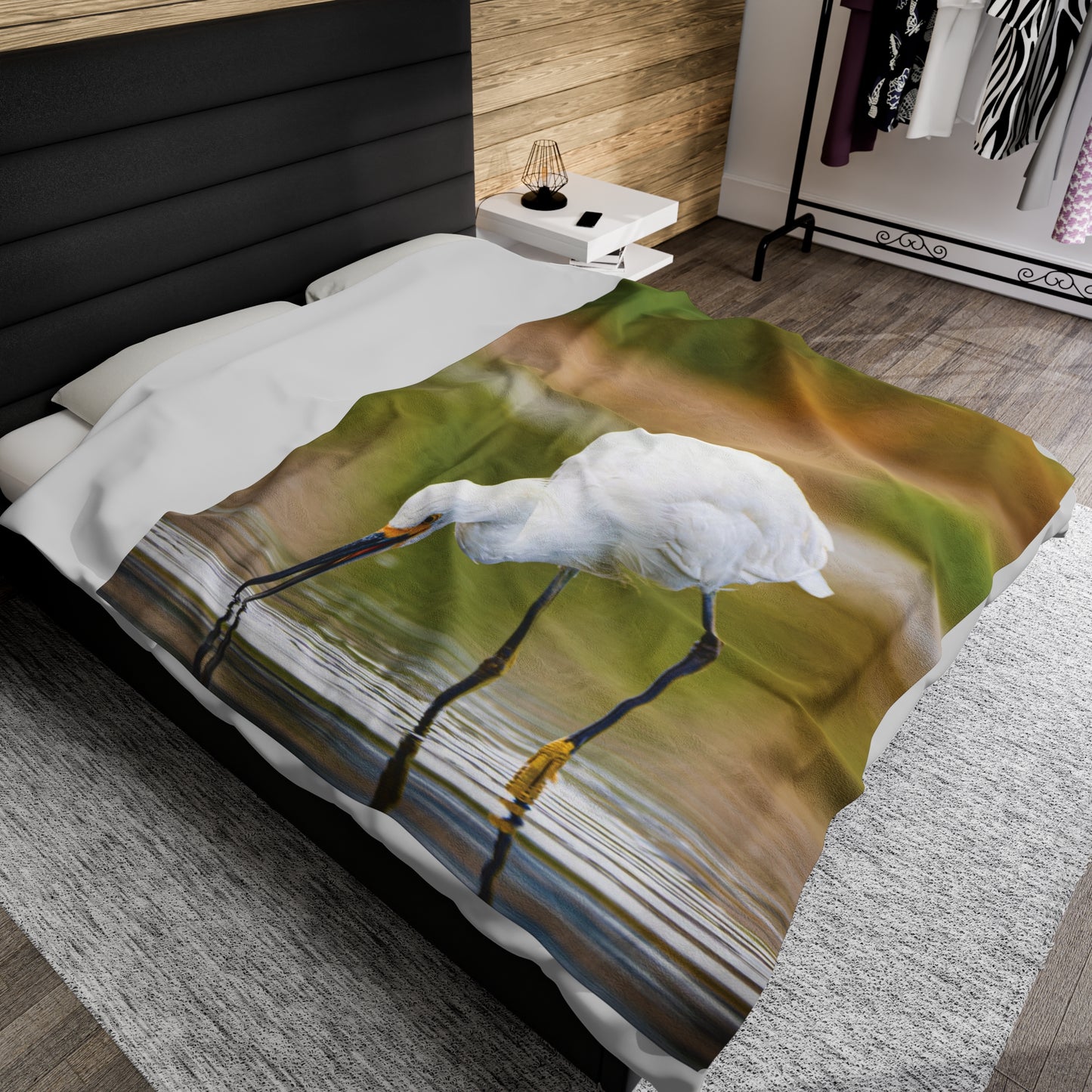Snowy Egret Travel Blanket, Cozy Soft Plush Fleece Blanket, Throw Blanket, Gifts for Bird Lovers