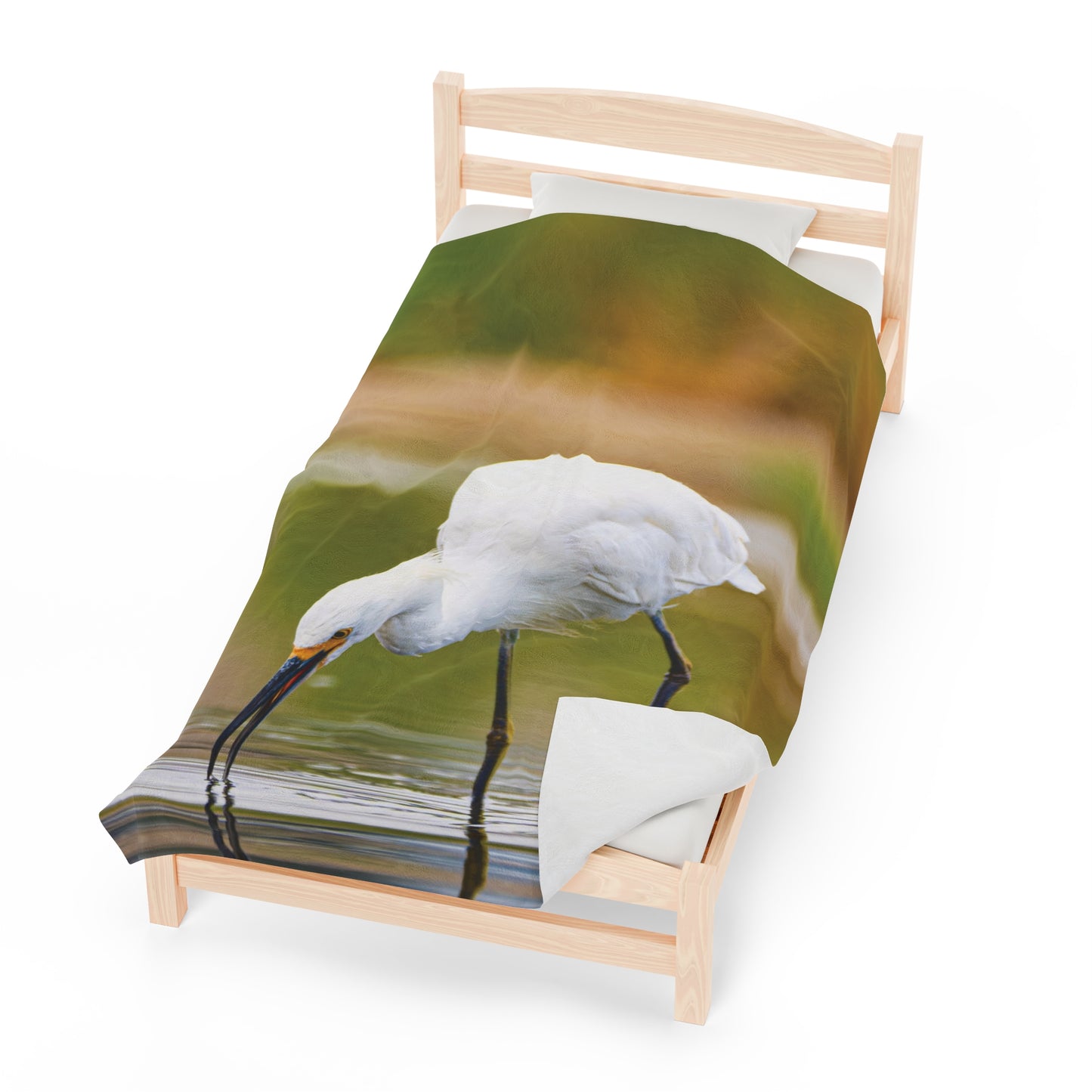 Snowy Egret Travel Blanket, Cozy Soft Plush Fleece Blanket, Throw Blanket, Gifts for Bird Lovers