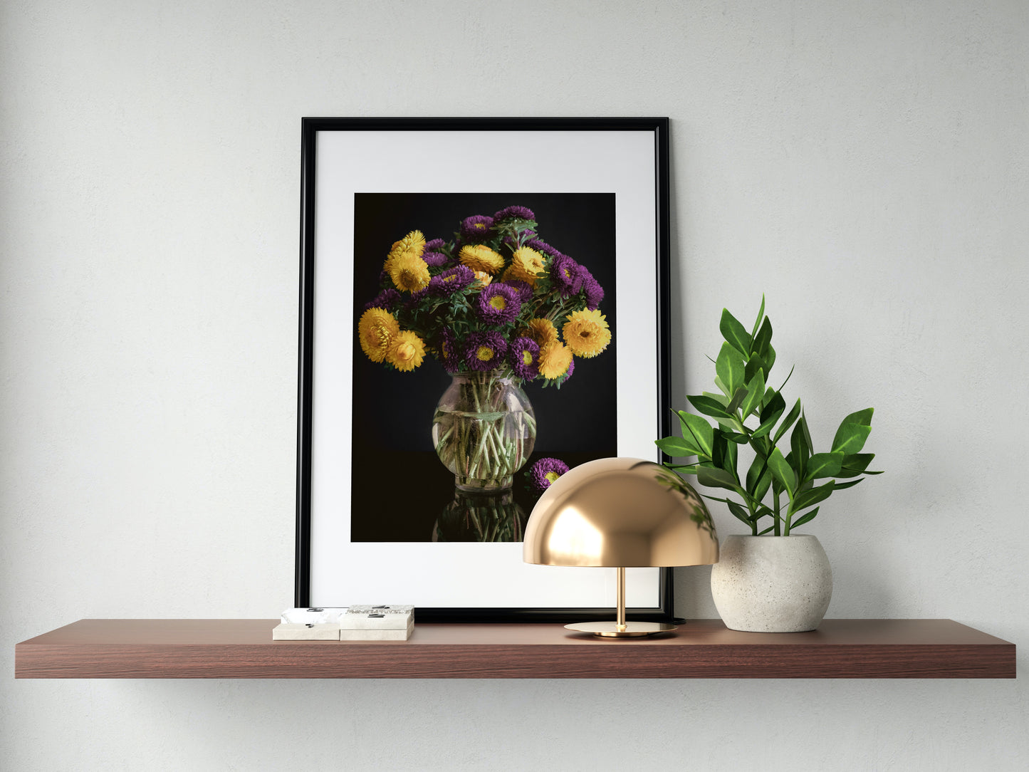 Still Life Photography | Purple and Yellow Flower Arrangement | Royal Enchantment - Fine art Wall Art Interior decor