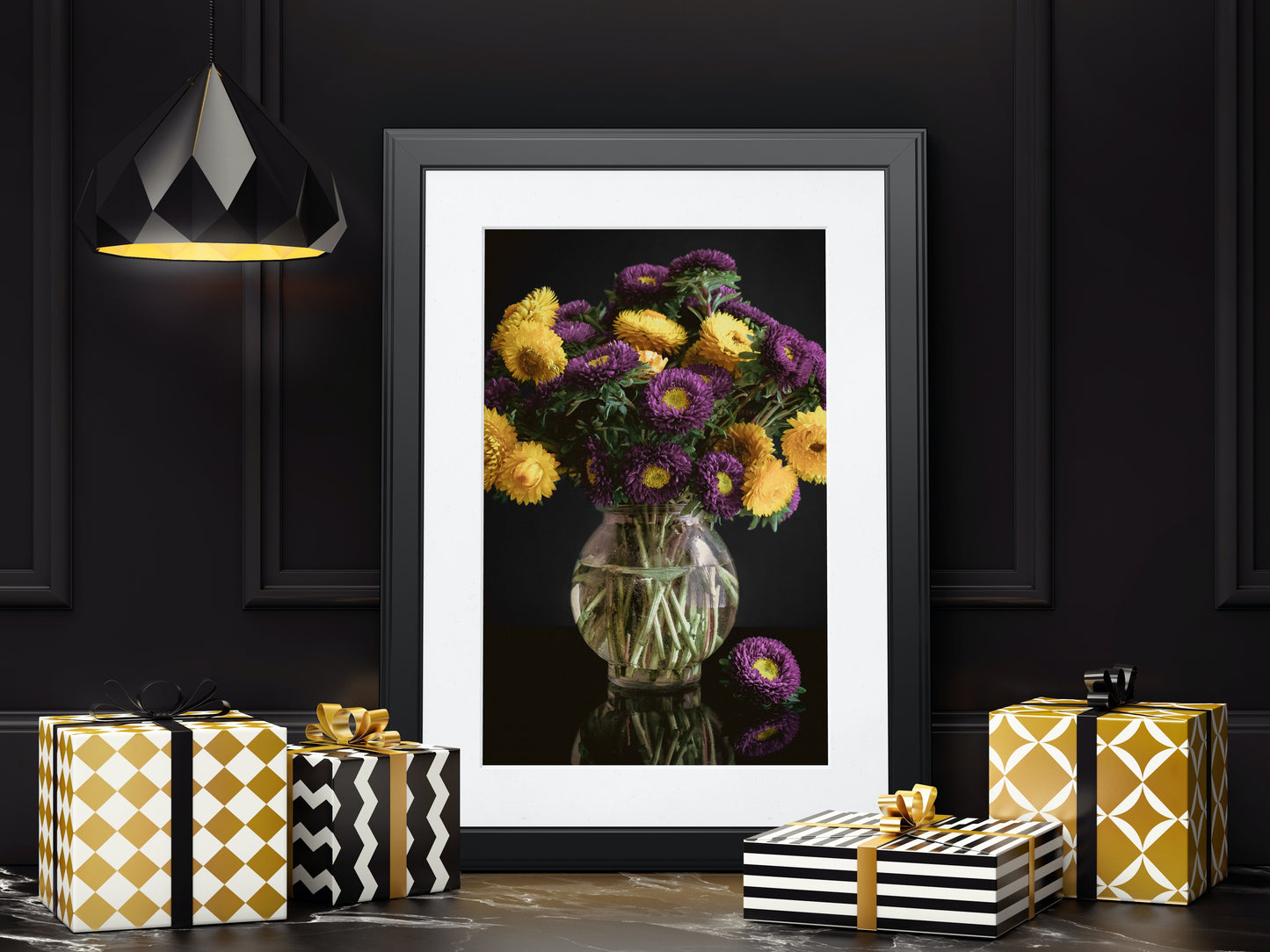 Still Life Photography | Purple and Yellow Flower Arrangement | Royal Enchantment - Fine art Wall Art Interior decor