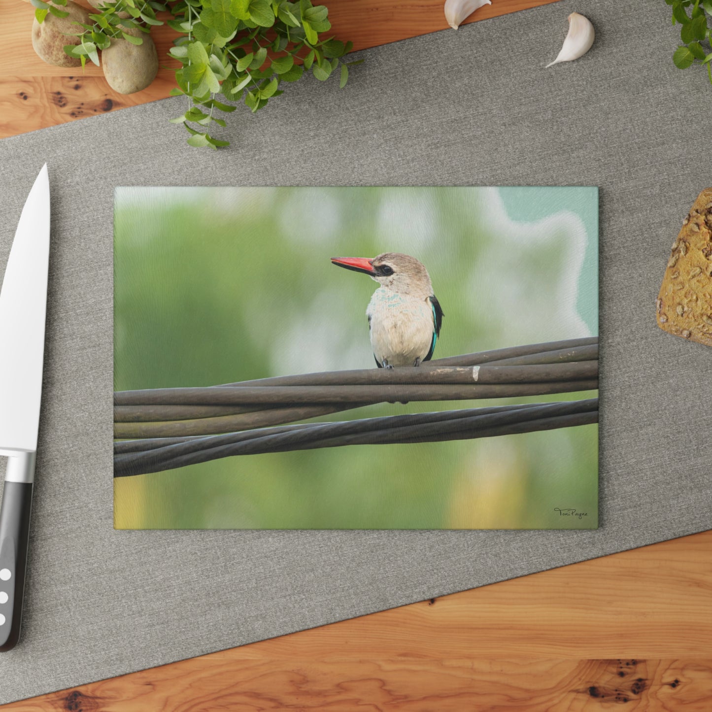 Nature Lover Kingfisher Glass Cutting Board