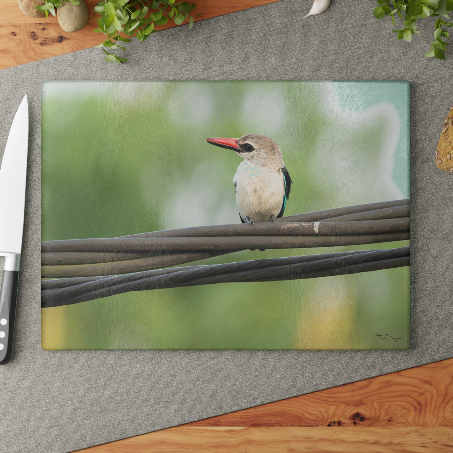 Nature Lover Kingfisher Glass Cutting Board