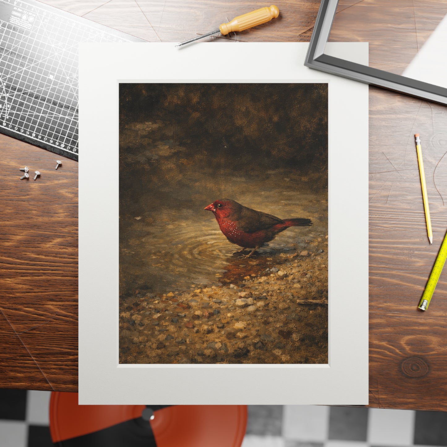 African Fire Finch Moody Bird Printable Wall Art | Digital Painting from Original Photograph Download