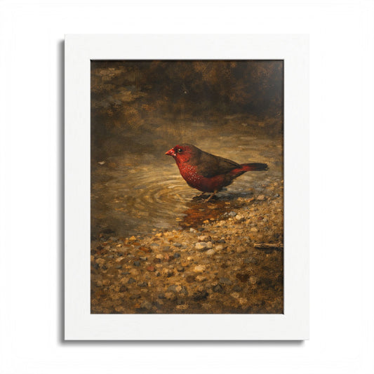 African Fire Finch Moody Bird Printable Wall Art | Digital Painting from Original Photograph Download