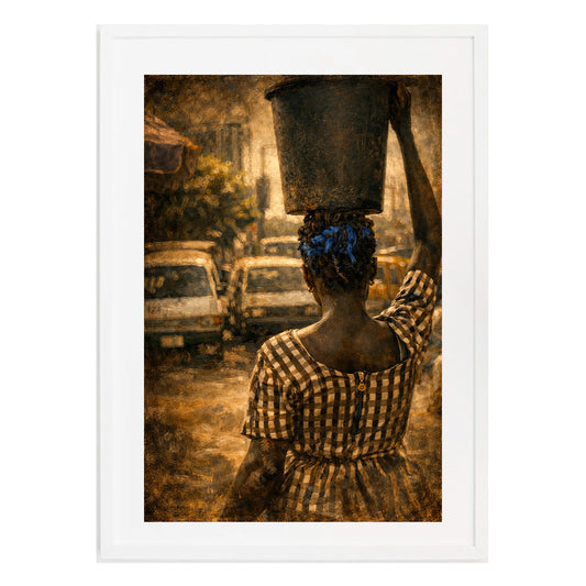 African Girl City Life Moody Printable Wall Art | Digital Painting from Original Photograph Download