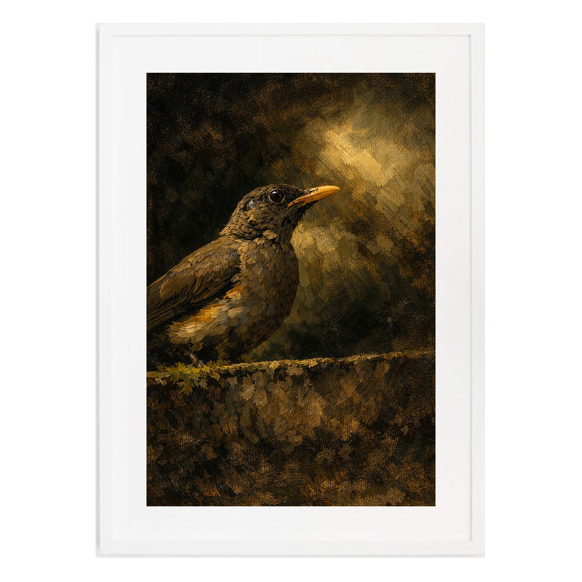 African Thrush Moody Nature Printable Wall Art | Digital Painting from Original Photograph Download