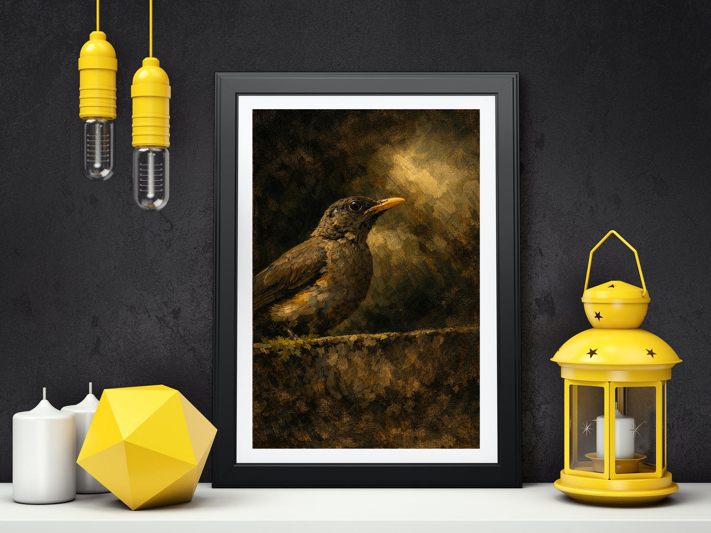 African Thrush Moody Nature Printable Wall Art | Digital Painting from Original Photograph Download