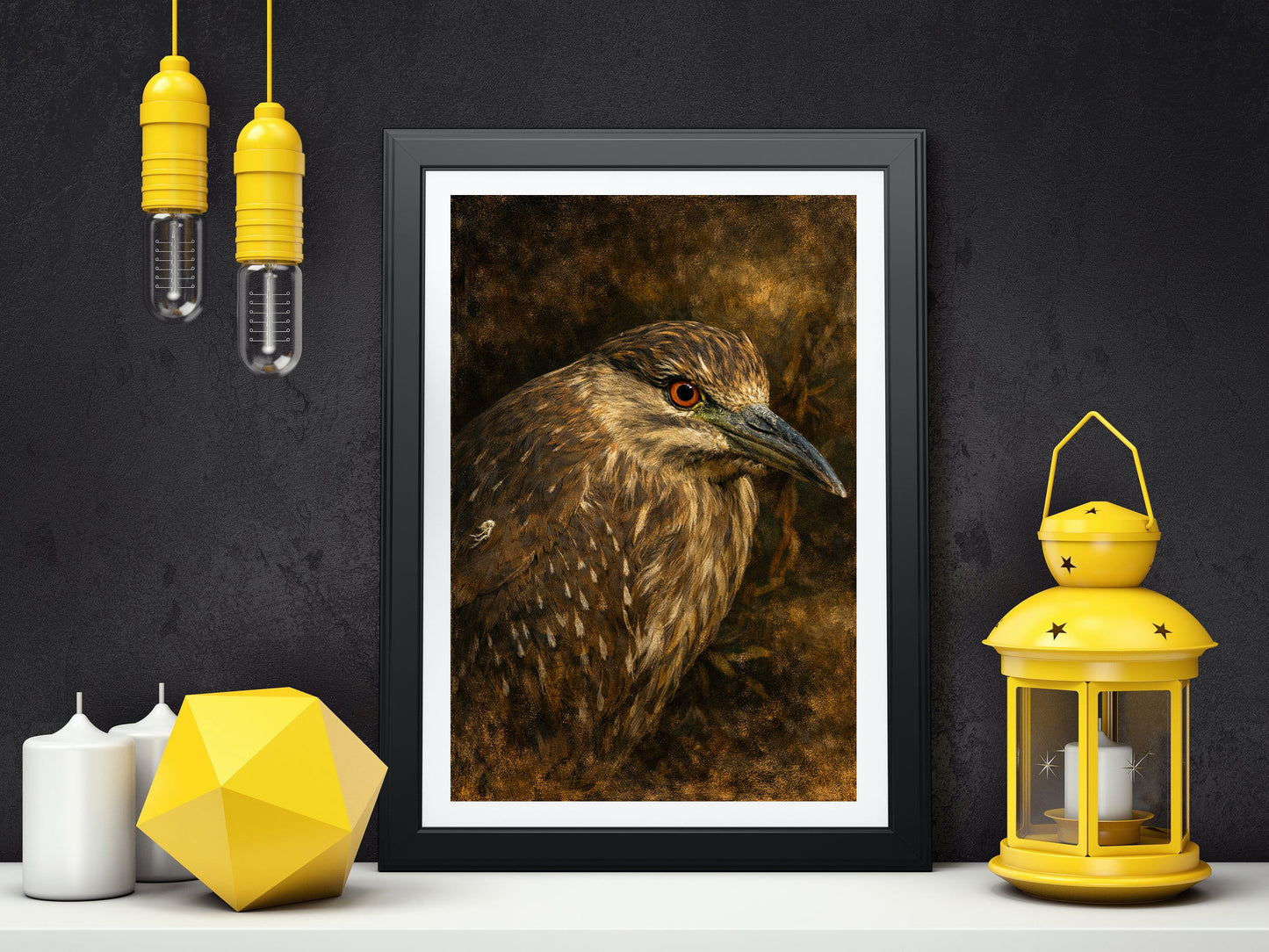 Night Heron Moody Nature Printable Wall Art | Digital Painting from Original Photograph Download