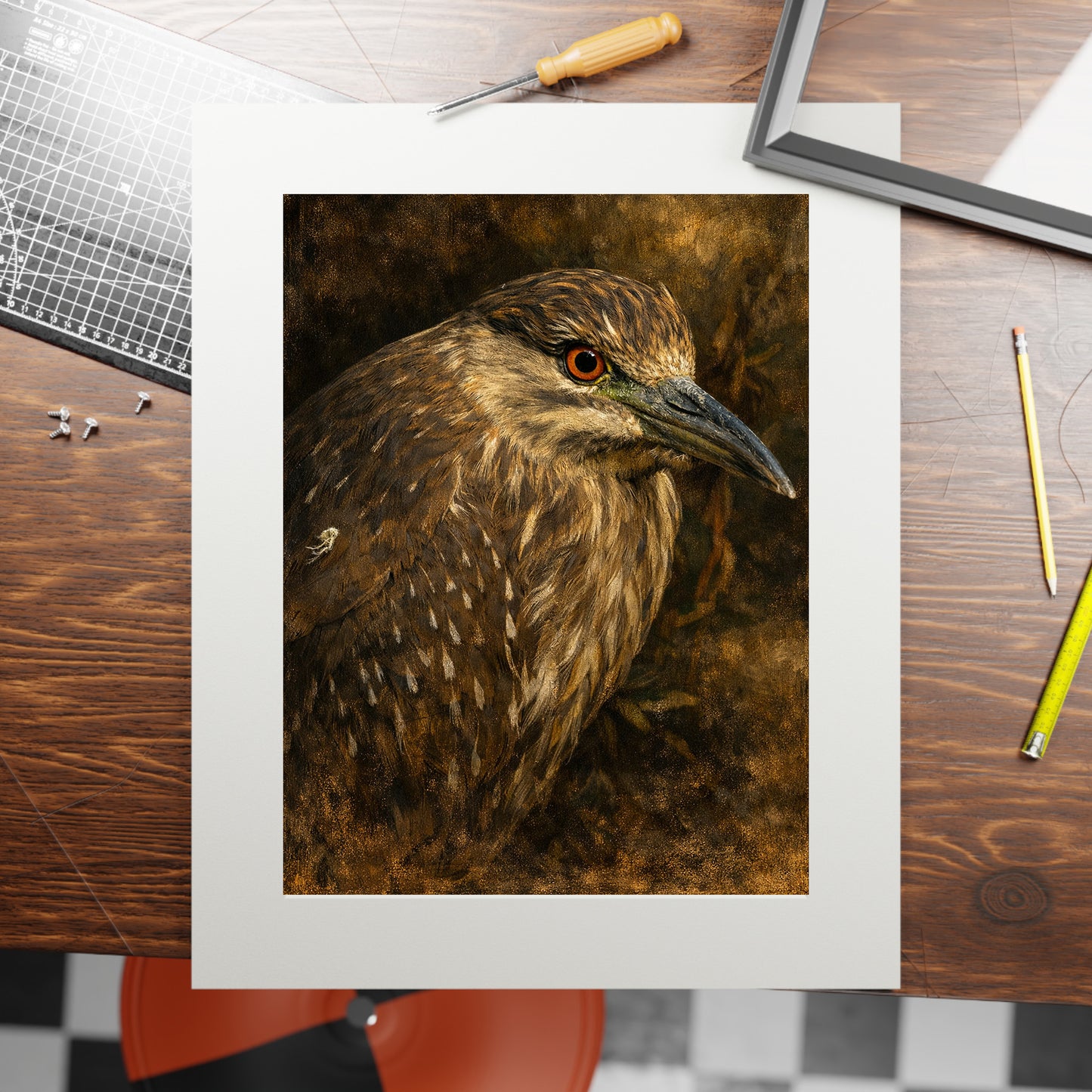 Night Heron Moody Nature Printable Wall Art | Digital Painting from Original Photograph Download