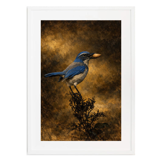 California Scrub Jay Moody Nature Printable Wall Art | Digital Painting from Original Photograph Download