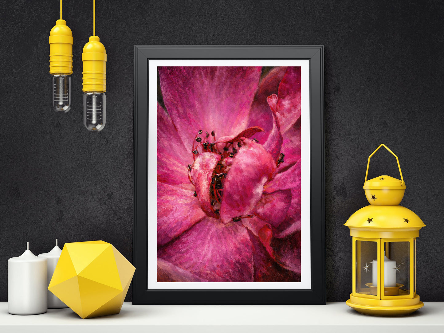 Pink Rose Bud Moody Nature Printable Wall Art | Digital Painting from Original Photograph Download