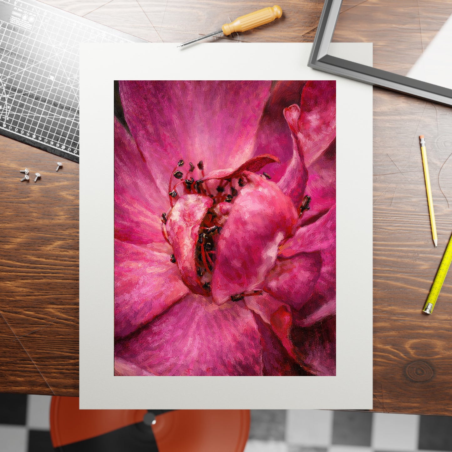 Pink Rose Bud Moody Nature Printable Wall Art | Digital Painting from Original Photograph Download