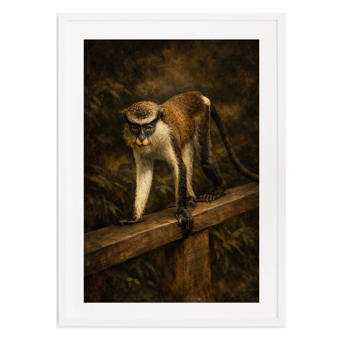 Mona Monkey Ledge Moody Nature Printable Wall Art | Digital Painting from Original Photograph Download