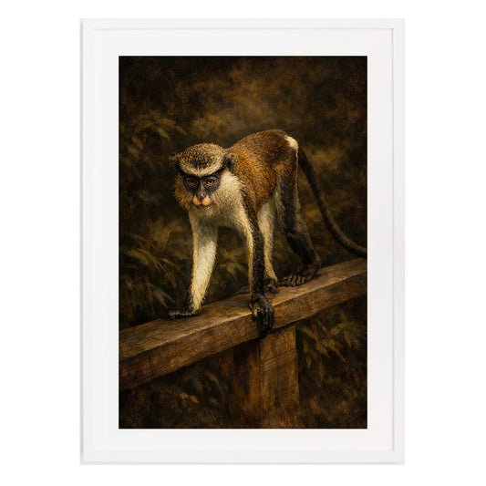 Mona Monkey Ledge Moody Nature Printable Wall Art | Digital Painting from Original Photograph Download