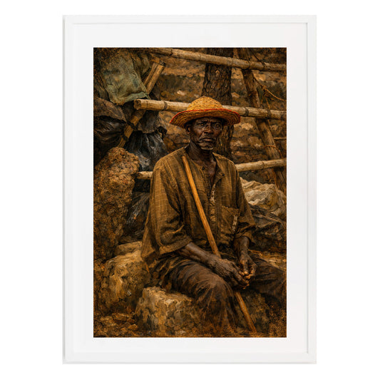 Old African Man Herder Moody Nature Printable Wall Art | Digital Painting from Original Photograph Download