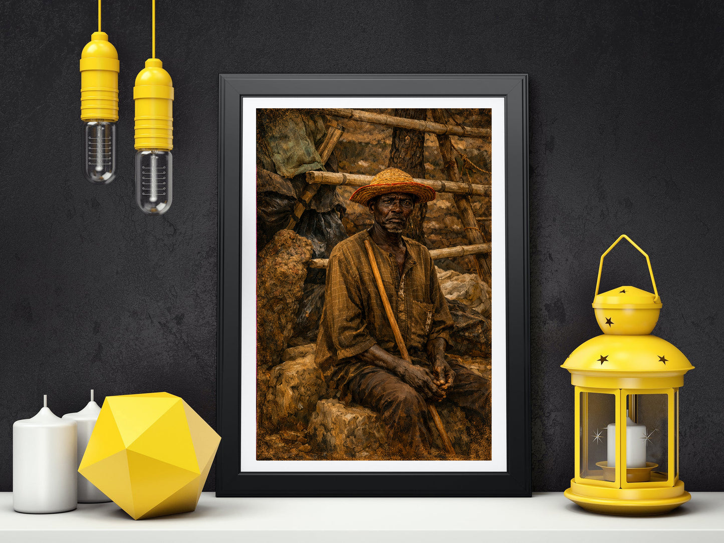 Old African Man Herder Moody Nature Printable Wall Art | Digital Painting from Original Photograph Download