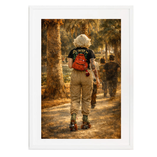 Skater Girl Moody Vintage Printable Wall Art | Digital Painting from Original Photograph Download