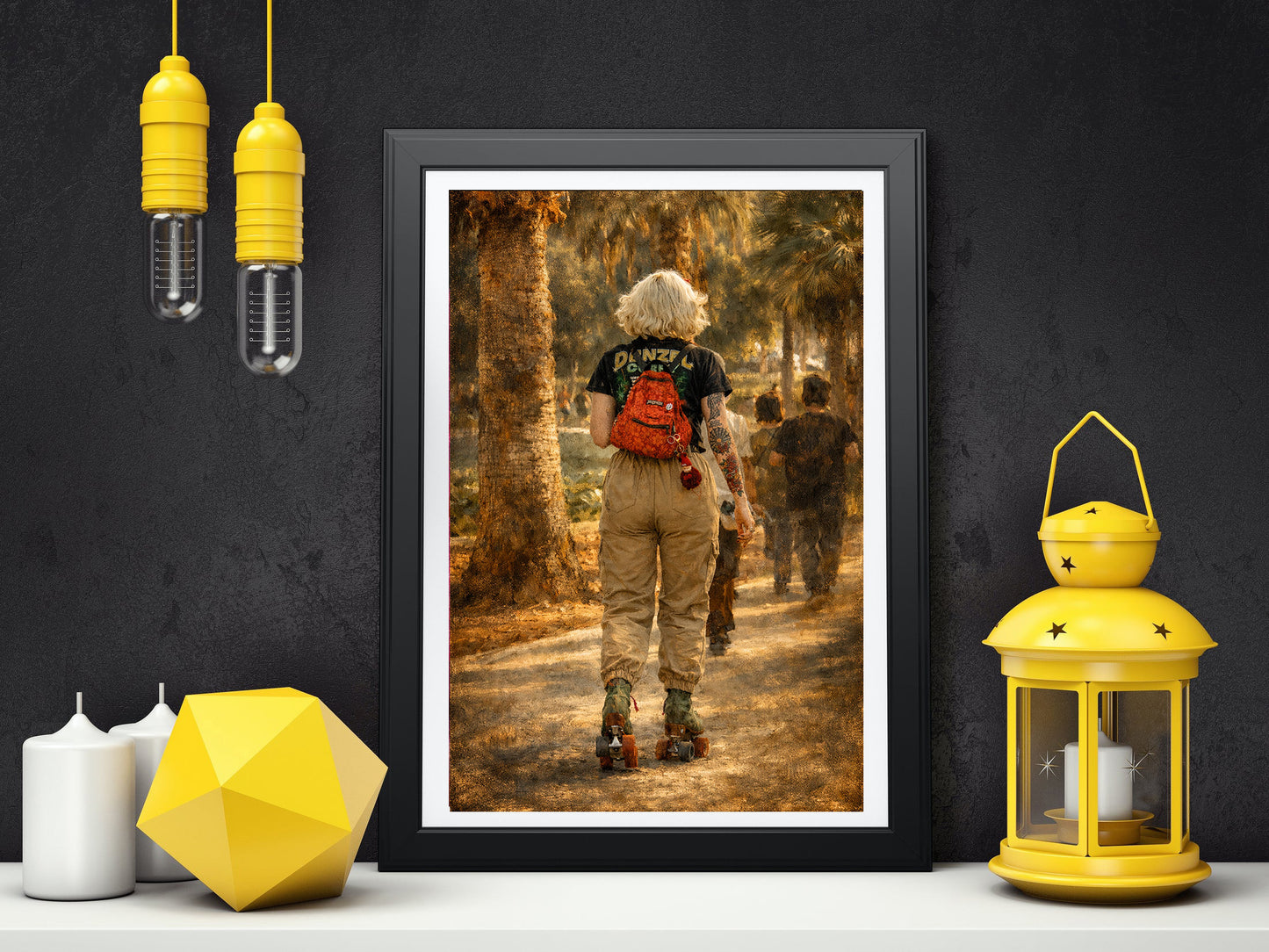Skater Girl Moody Vintage Printable Wall Art | Digital Painting from Original Photograph Download