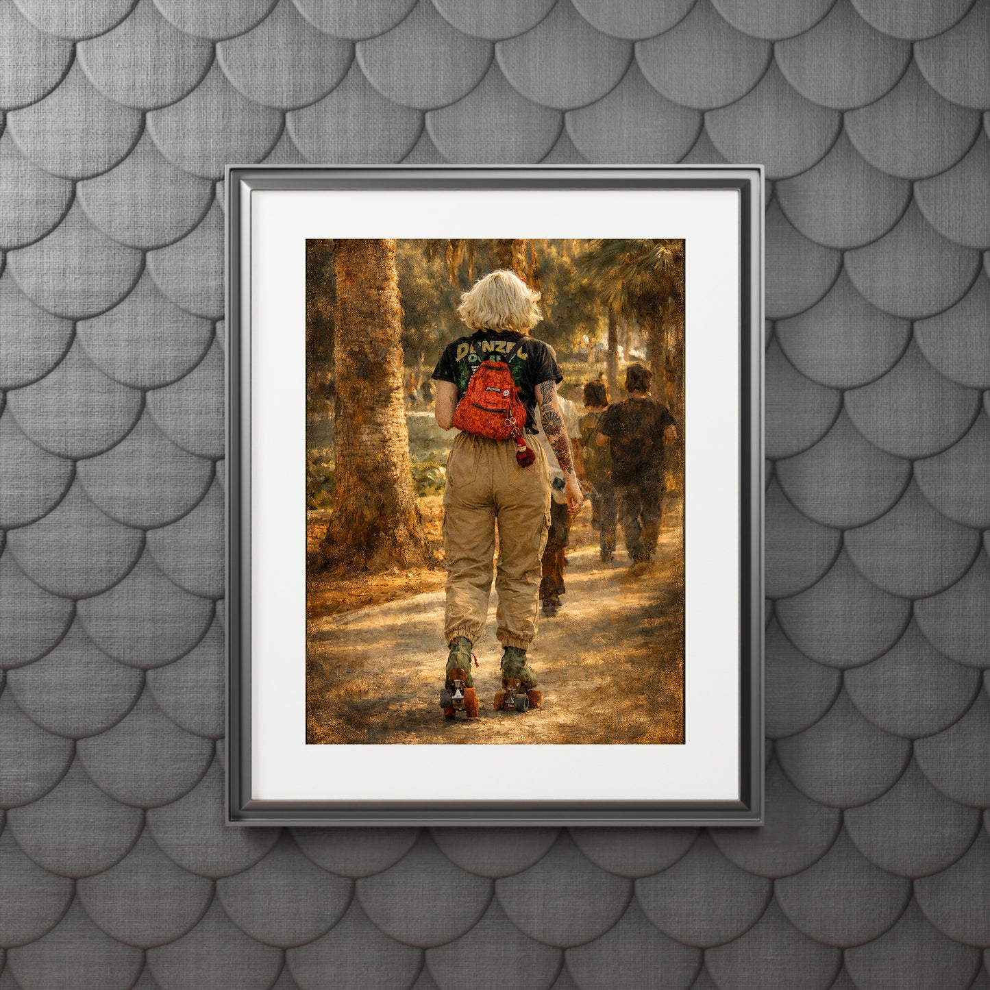 Skater Girl Moody Vintage Printable Wall Art | Digital Painting from Original Photograph Download