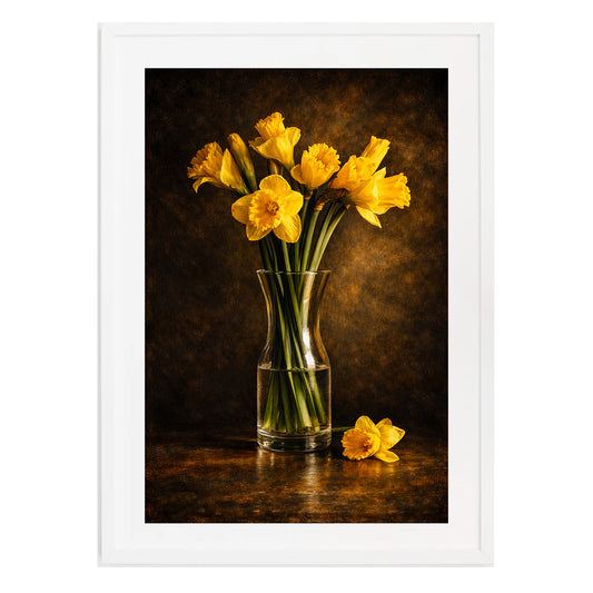 Yellow Daffodils Moody Nature Printable Wall Art | Digital Painting from Original Photograph Download