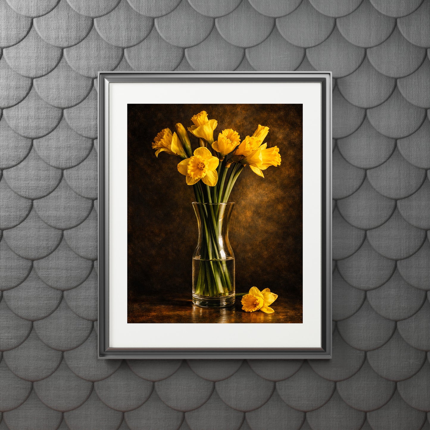 Yellow Daffodils Moody Nature Printable Wall Art | Digital Painting from Original Photograph Download