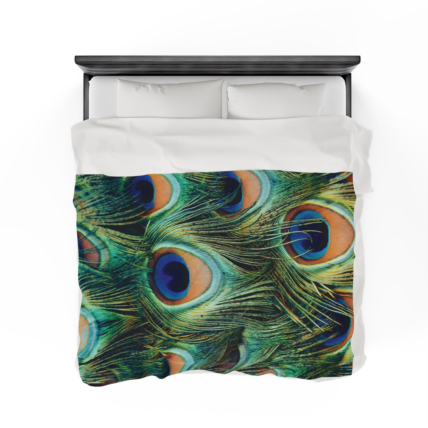 Peacock Feather Travel Blanket, Cozy Soft Plush Fleece Blanket, Throw Blanket, Gifts for Bird Lovers